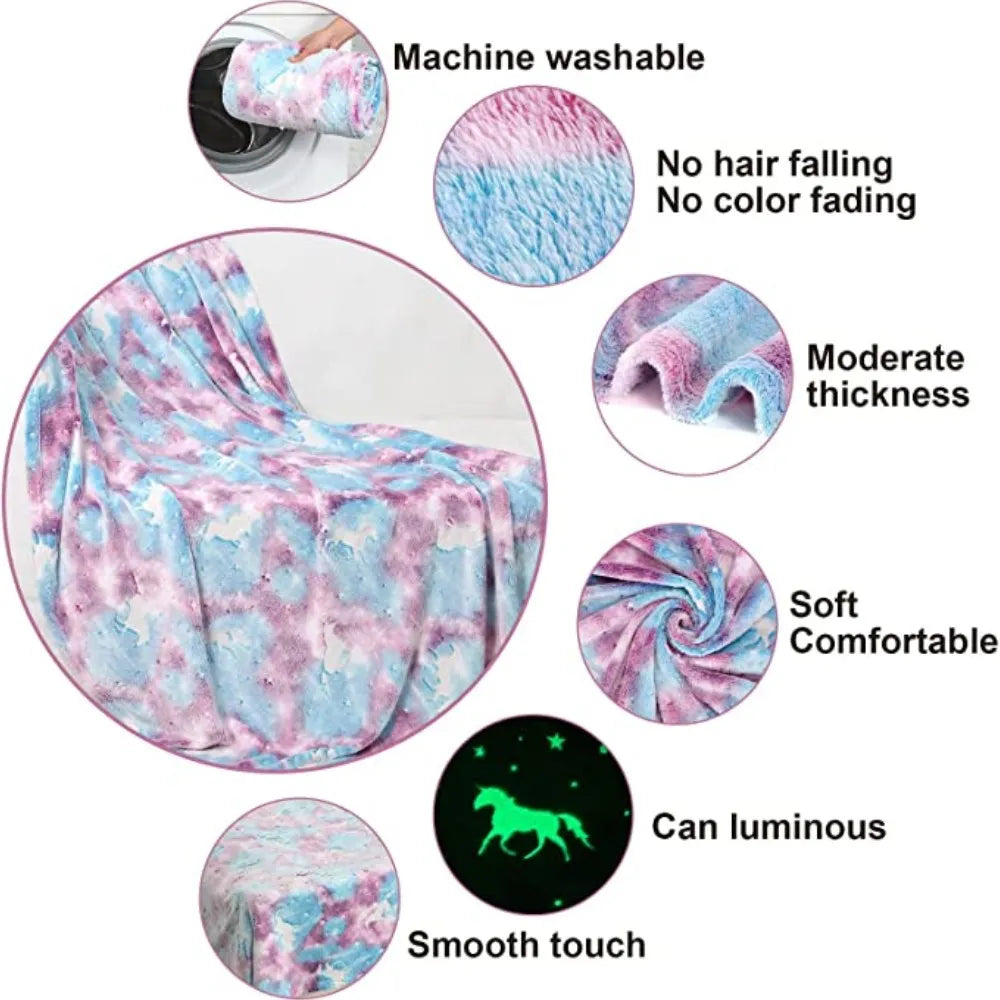 Luminous Blankets unicorn Toys, for 1-10 Year Old Girl Birthday Gifts,60 x 50in
