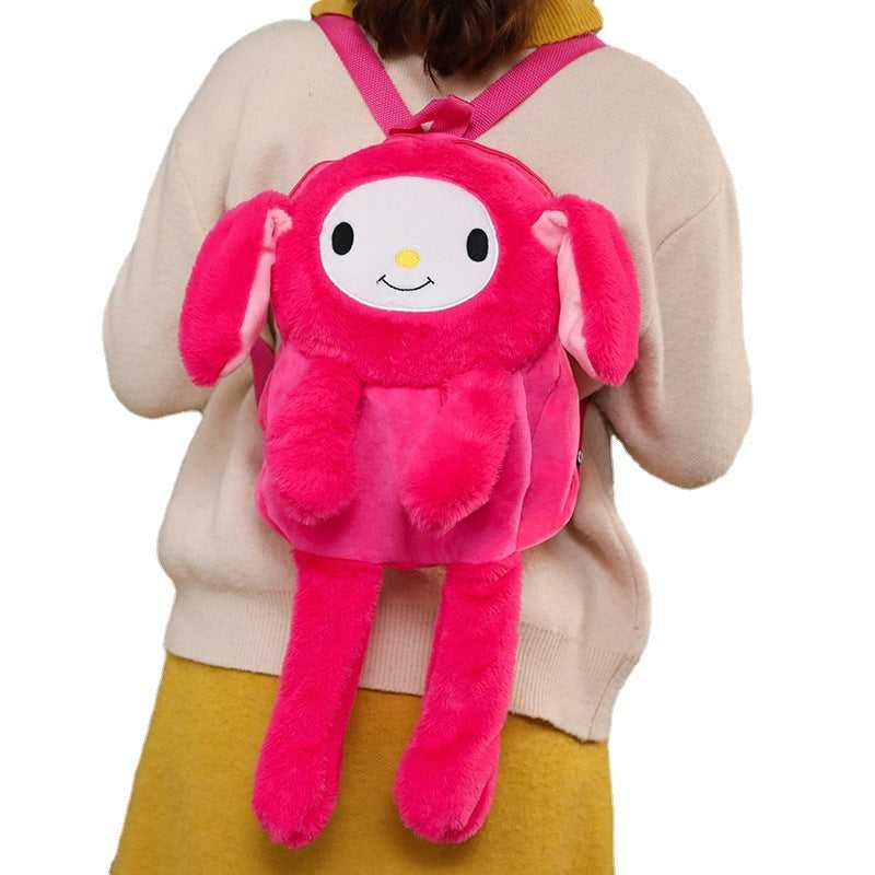 Cartoon animal rabbit backpack plush toy, built-in airbag, ears can be moved, birthday gift for children