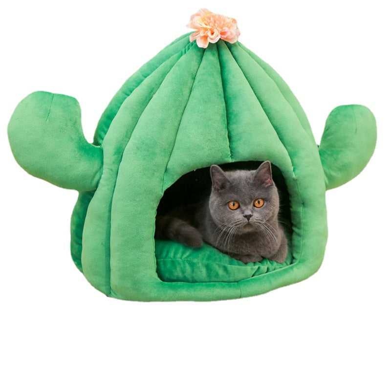 Cactus pet cat house plush toy, 17.7 * 17.7 * 15.7 inches.
