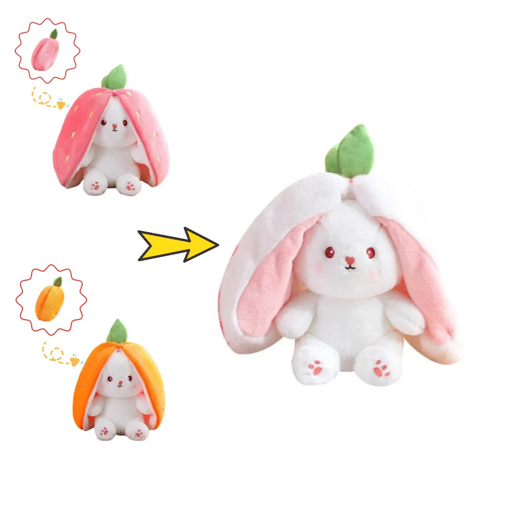 Strawberry Bunny Transformed into Little Rabbit Fruit Doll Plush Toy Carrot Rabbit Plush Doll