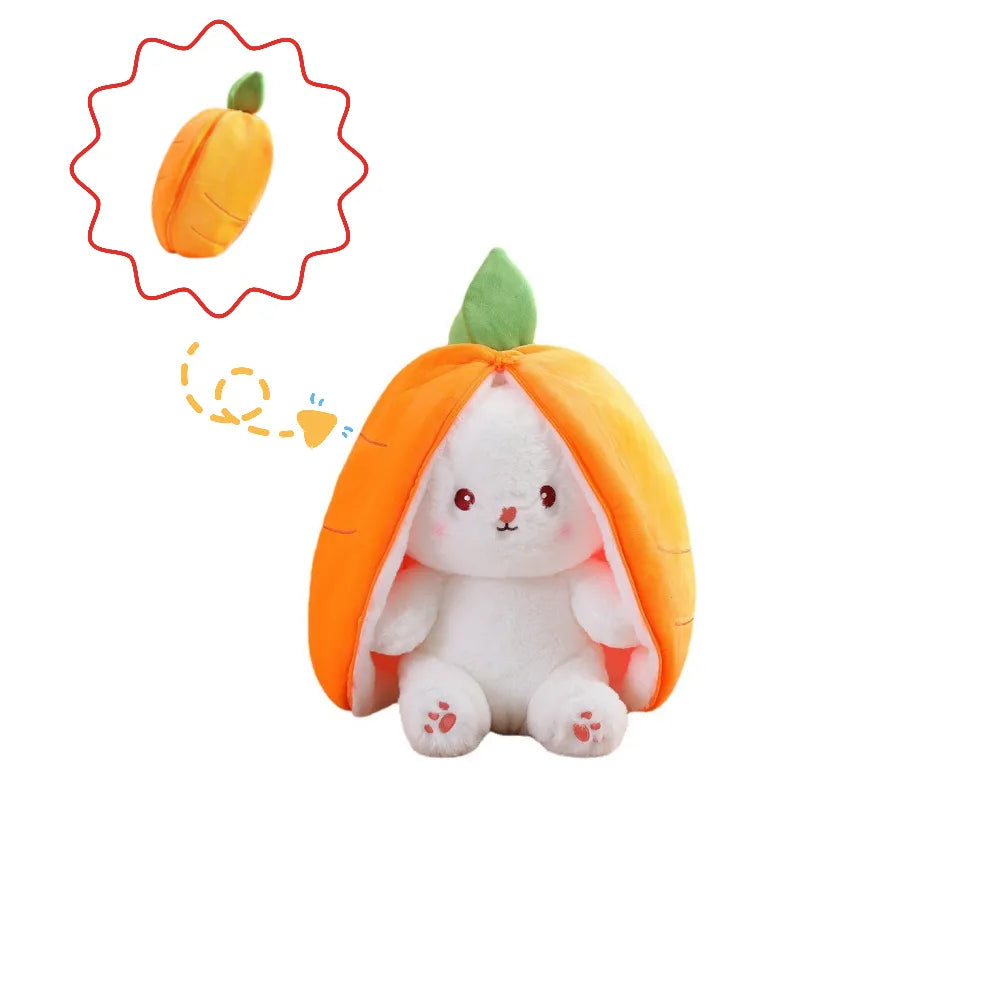 Strawberry Bunny Transformed into Little Rabbit Fruit Doll Plush Toy Carrot Rabbit Plush Doll