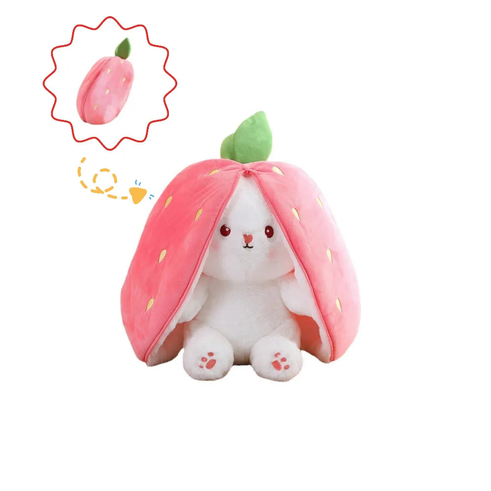 Strawberry Bunny Transformed into Little Rabbit Fruit Doll Plush Toy Carrot Rabbit Plush Doll