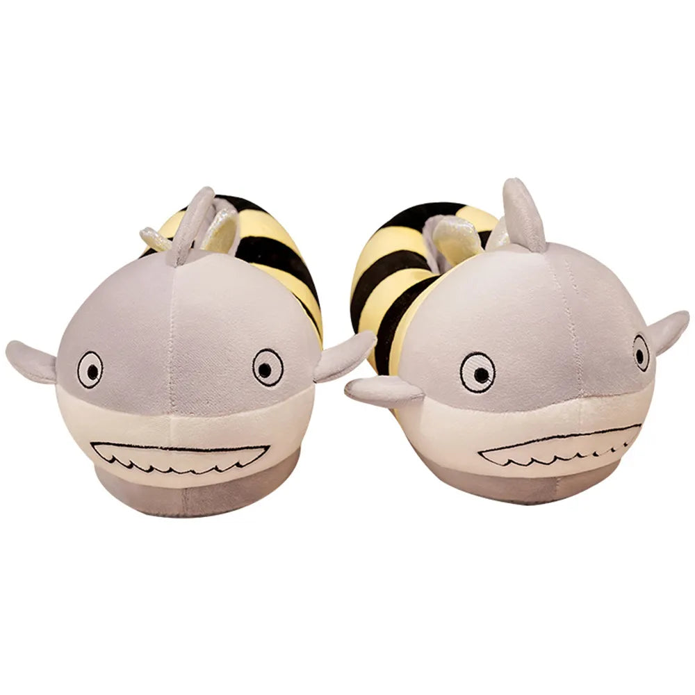 Fuzzy shark Animal Slippers Womens & Mens, Funny Indoor House Shoes