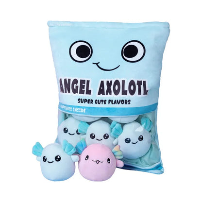 Bag of Cute Axolotl Plush Toy, Removable Salamander Animal Stuffed Plush Pillow