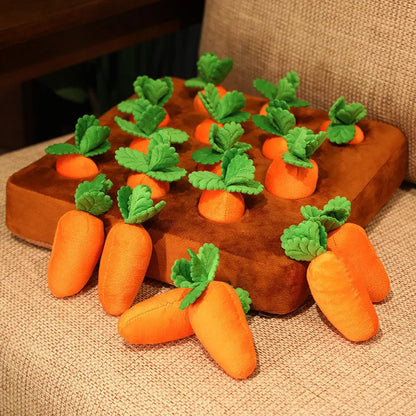 Plucked Carrot Farm Plush Toy, Squeaky Carrot Dog Toy