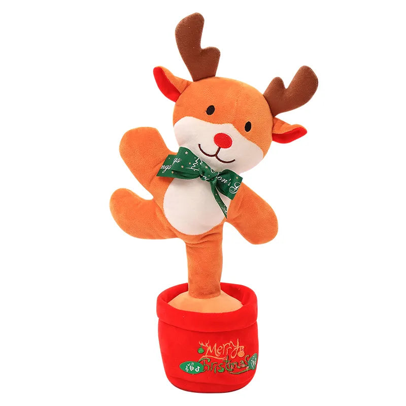 This is a dancing Christmas tree electric plush toy. It can learn to speak, shine while dancing.