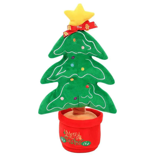 This is a dancing Christmas tree electric plush toy. It can learn to speak, shine while dancing.