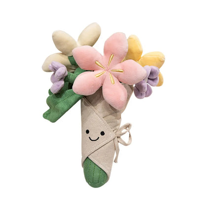 Cute Flower Bouquet Doll, Kawaii Smiling Flower Plush Stuffed Toy