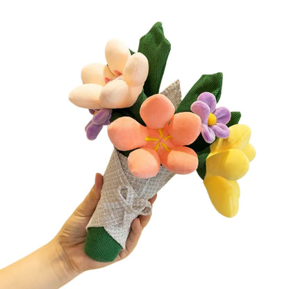 Cute Flower Bouquet Doll, Kawaii Smiling Flower Plush Stuffed Toy