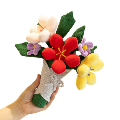Cute Flower Bouquet Doll, Kawaii Smiling Flower Plush Stuffed Toy