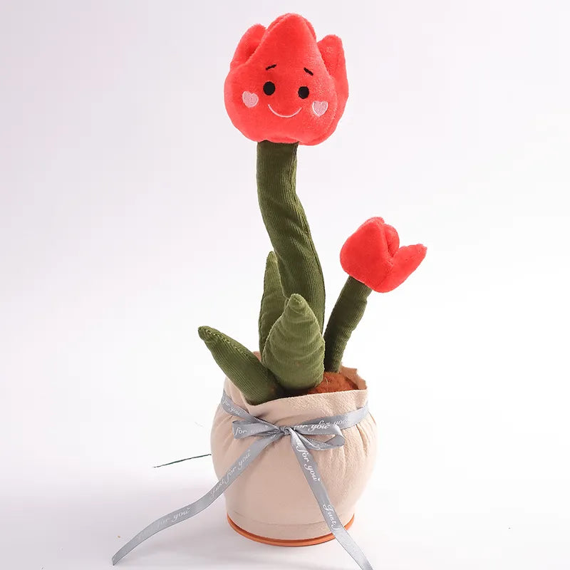 Dancing tulip electric plush toy red