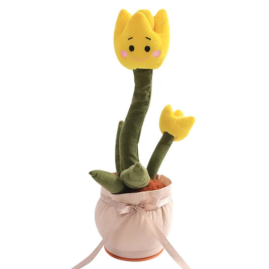 Dancing tulip electric plush toy yellow