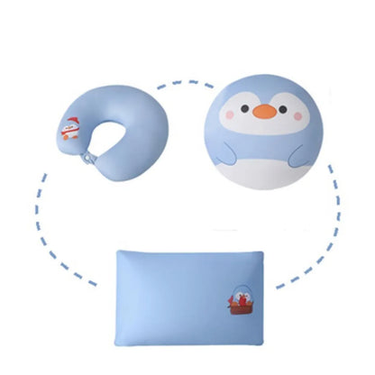 3-in-1 deformable neck pillow plush toy, Ideal for Airplanes and Cars