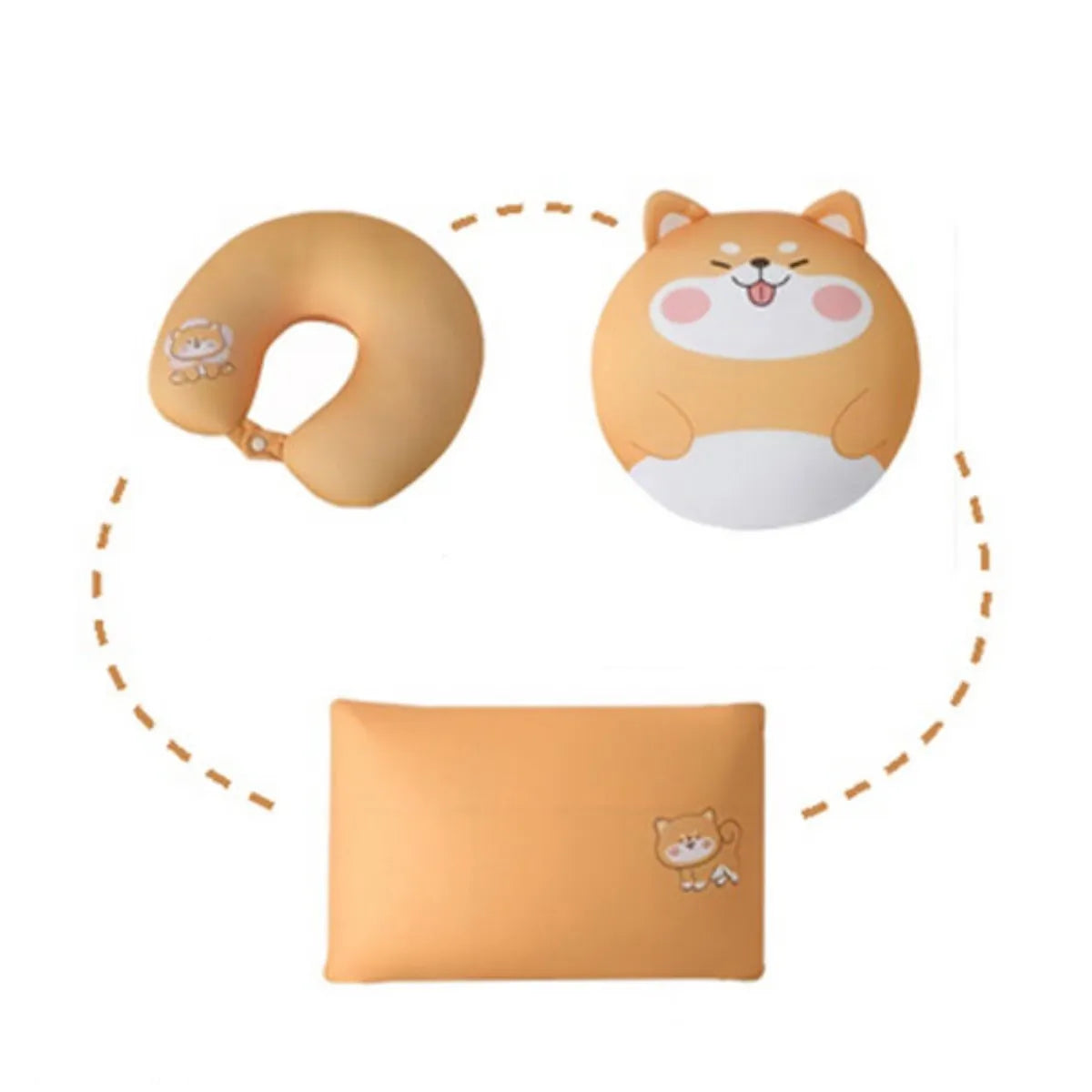 3-in-1 deformable neck pillow plush toy, Ideal for Airplanes and Cars