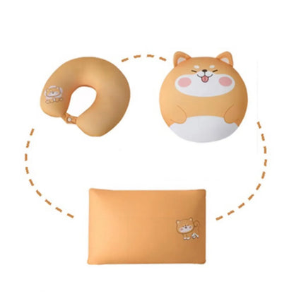 3-in-1 deformable neck pillow plush toy, Ideal for Airplanes and Cars