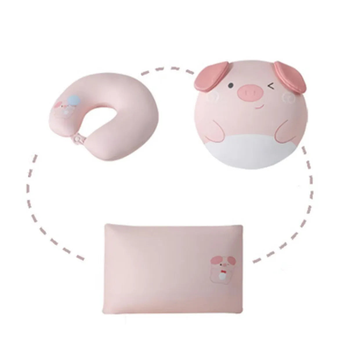 3-in-1 deformable neck pillow plush toy, Ideal for Airplanes and Cars