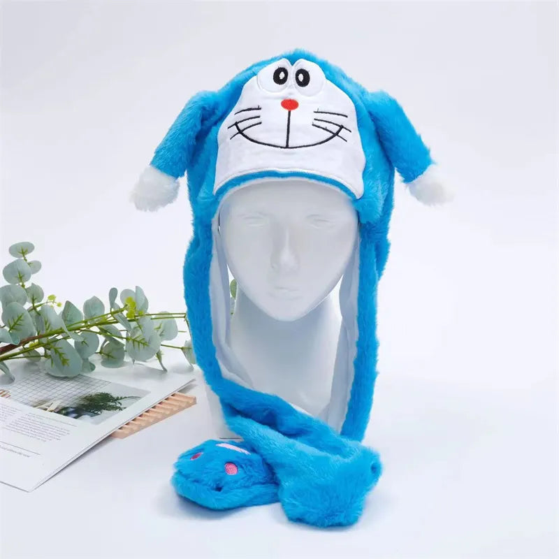 Funny Plush Bunny Hats with Ear Moving Jumping Christmas Party Cosplay Hats