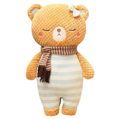 Dressing cat plush toy brown squinting eyes