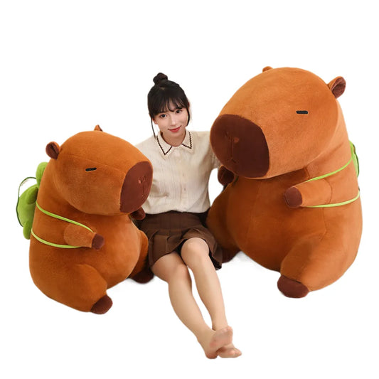 Giant capybara with turtle backpack plush toy 1