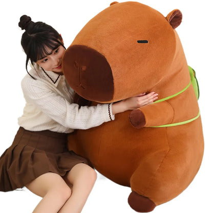 Giant capybara with turtle backpack plush toy 2