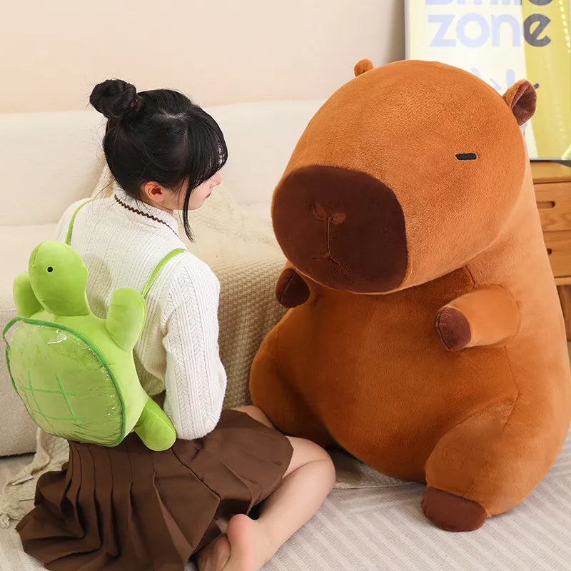 Giant capybara with turtle backpack plush toy 3