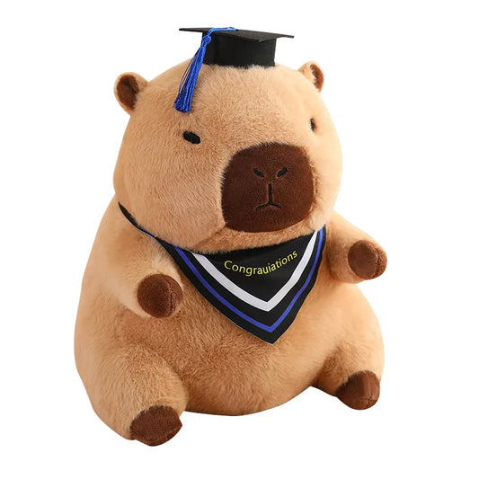 Graduation Capybara Stuffed Animal with Doctoral Hat