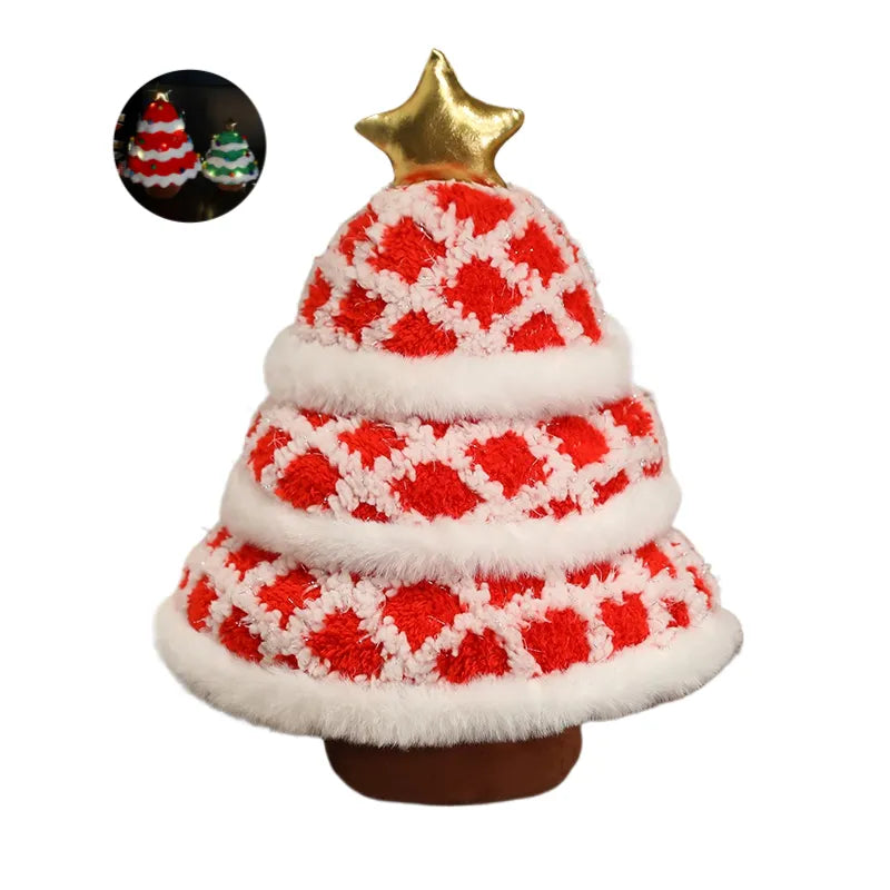 LED Glowing Christmas Tree Plush Toys_lattice_red