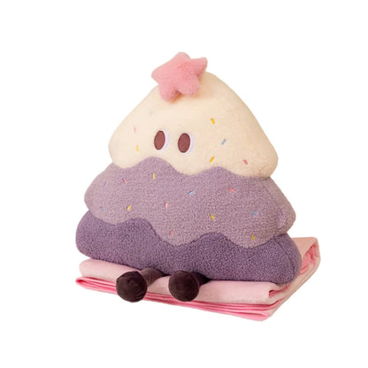 cake stuffed animal Pillow_purple with blanket