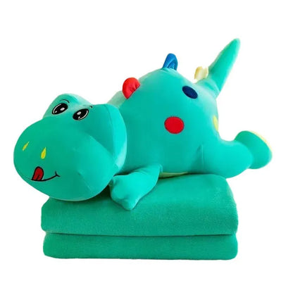 Dinosaur Stuffed Animal Throw Pillow and Fleece Blanket Combo