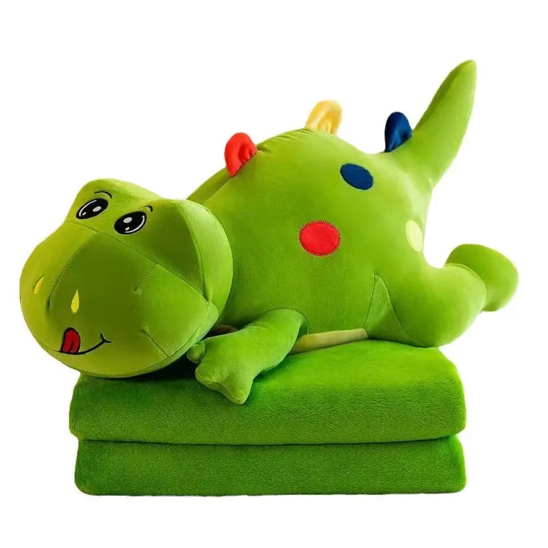 Dinosaur Stuffed Animal Throw Pillow and Fleece Blanket Combo