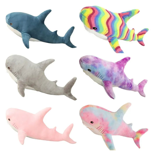 Giant Rainbow Shark Stuffed Animal Pillow Baby Shark Plush Toy, 63in