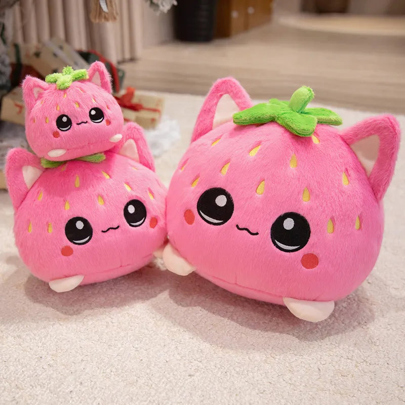 Strawberry Cat plush toy Christmas Birthday Gifts for Kids Boys