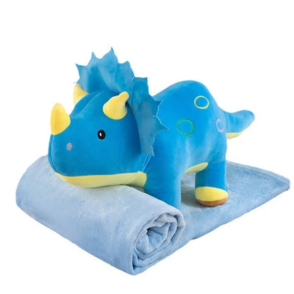 Dinosaur Stuffed Animal Throw Pillow and Fleece Blanket Combo