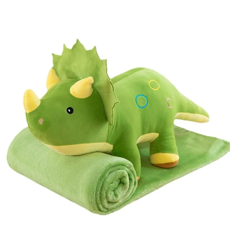 Dinosaur Stuffed Animal Throw Pillow and Fleece Blanket Combo