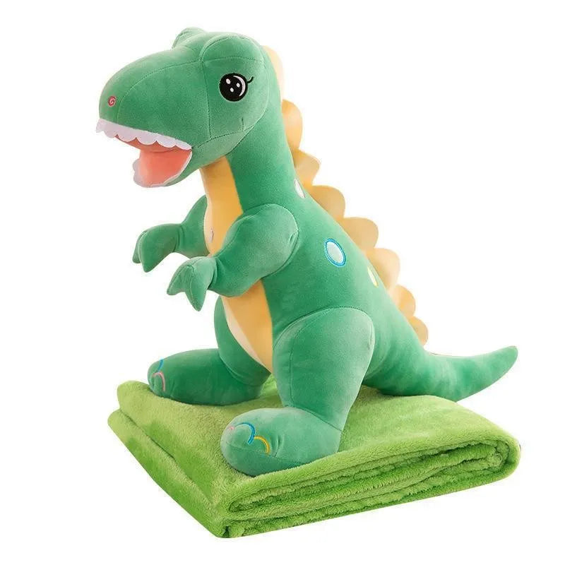 Dinosaur Stuffed Animal Throw Pillow and Fleece Blanket Combo