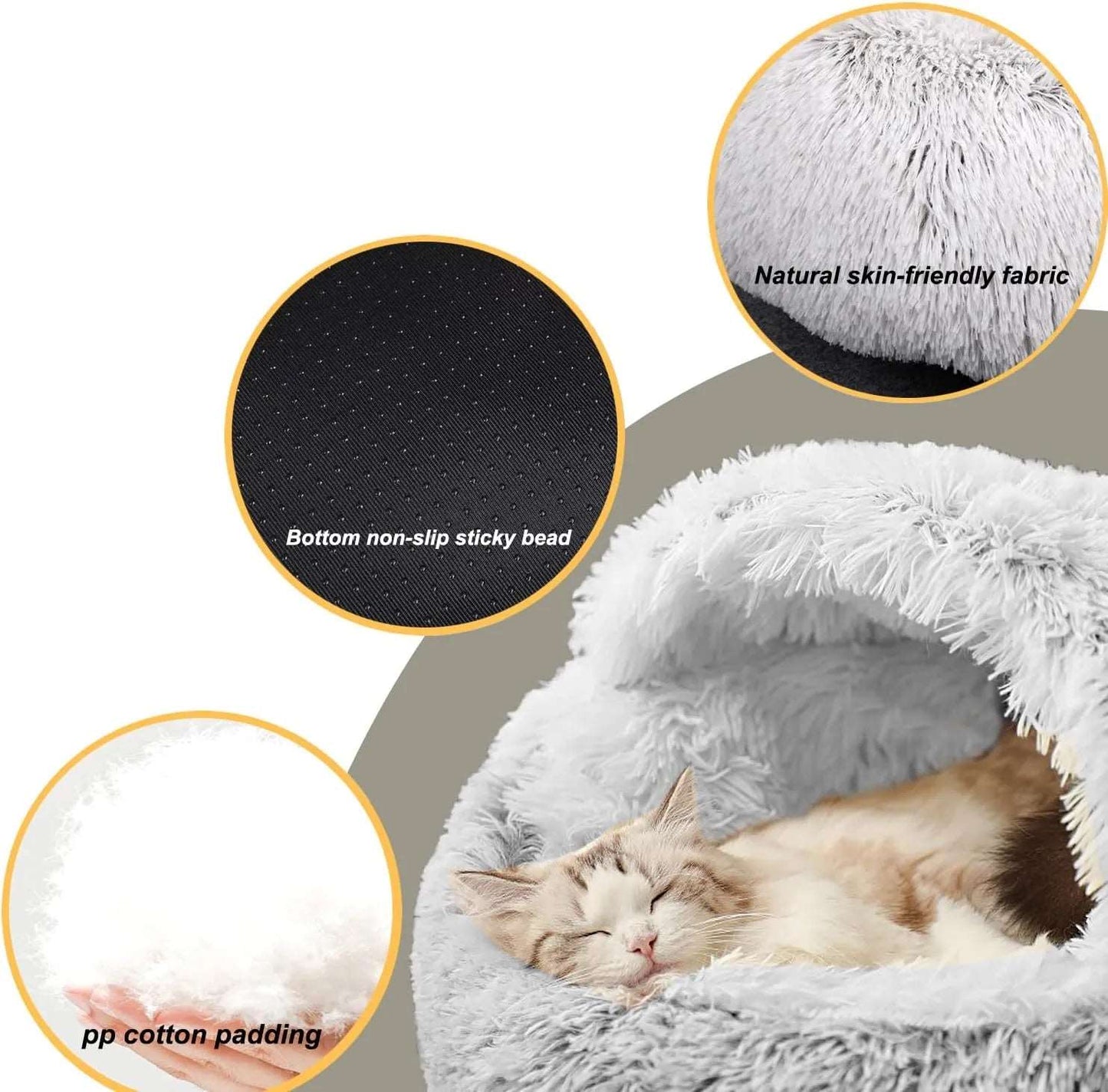 Cat Bed, Calming Small Dog Bed, Non-Slip Bottom Cat Mat Cave Bed, Machine Washable