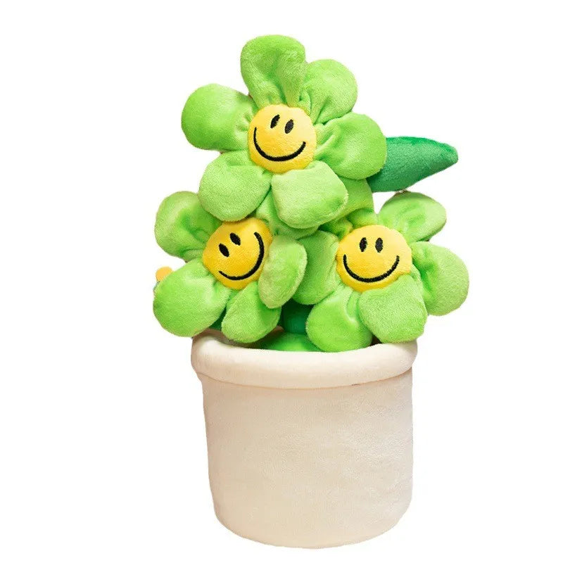 Sun Flower Smiling Face Flower Creative Stuffed Plants Plush Toy,11.8 Inch