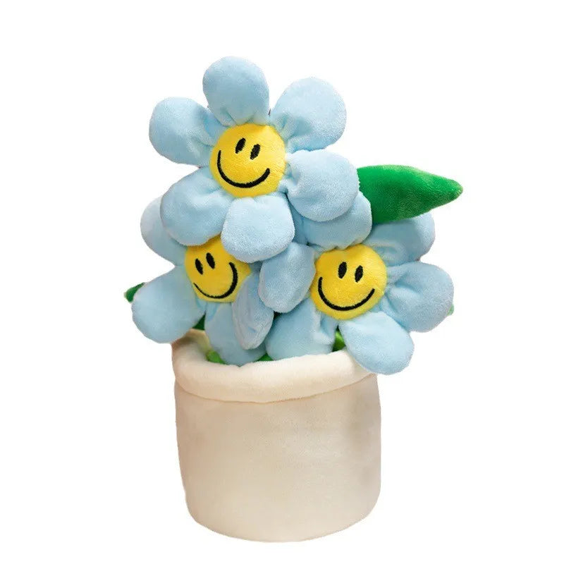 Sun Flower Smiling Face Flower Creative Stuffed Plants Plush Toy,11.8 Inch