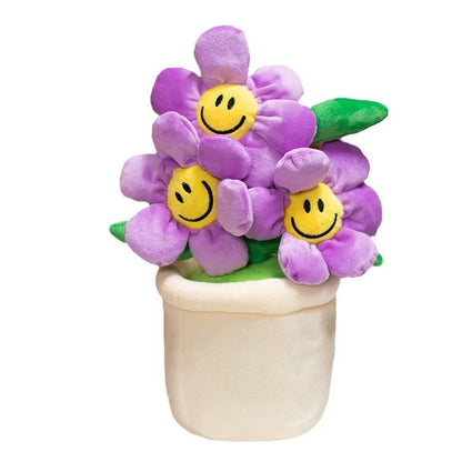 Sun Flower Smiling Face Flower Creative Stuffed Plants Plush Toy,11.8 Inch