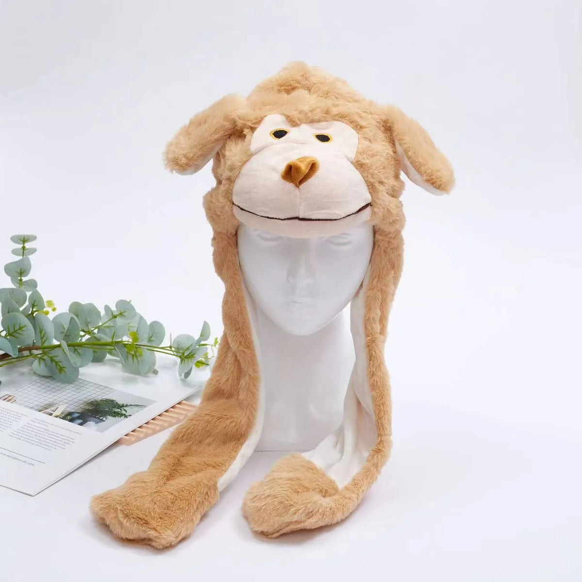 Funny Plush Bunny Hats with Ear Moving Jumping Christmas Party Cosplay