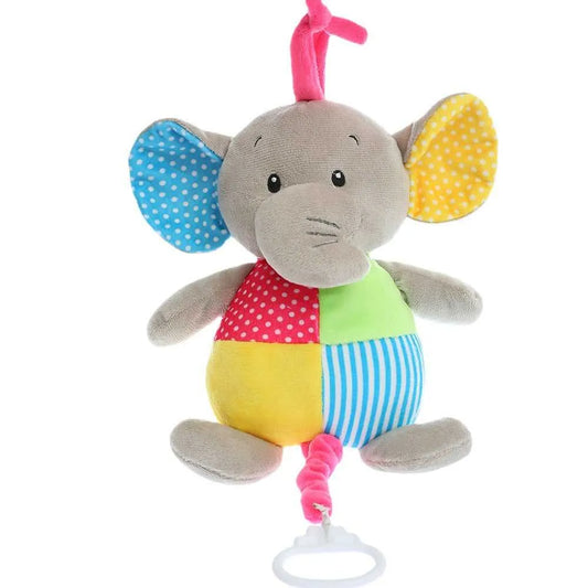 Cuna de bebé, juguete de peluche con colgante de animal elefante relajante para bebé, caja de música con cable incorporada.