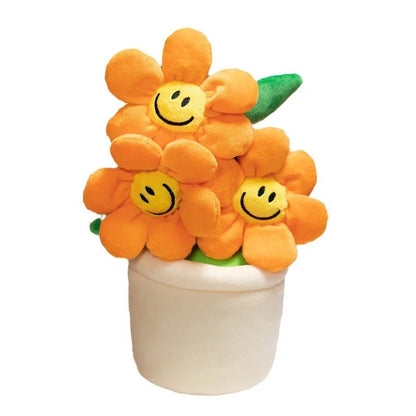 Sun Flower Smiling Face Flower Creative Stuffed Plants Plush Toy,11.8 Inch