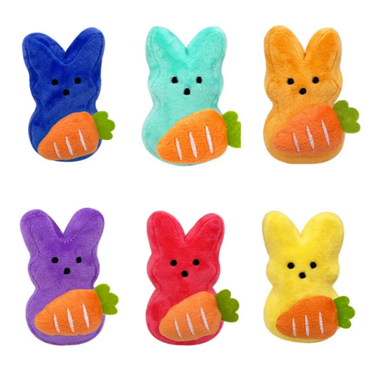 Easter Bunnies with carrot plush toy, 4.7 inches