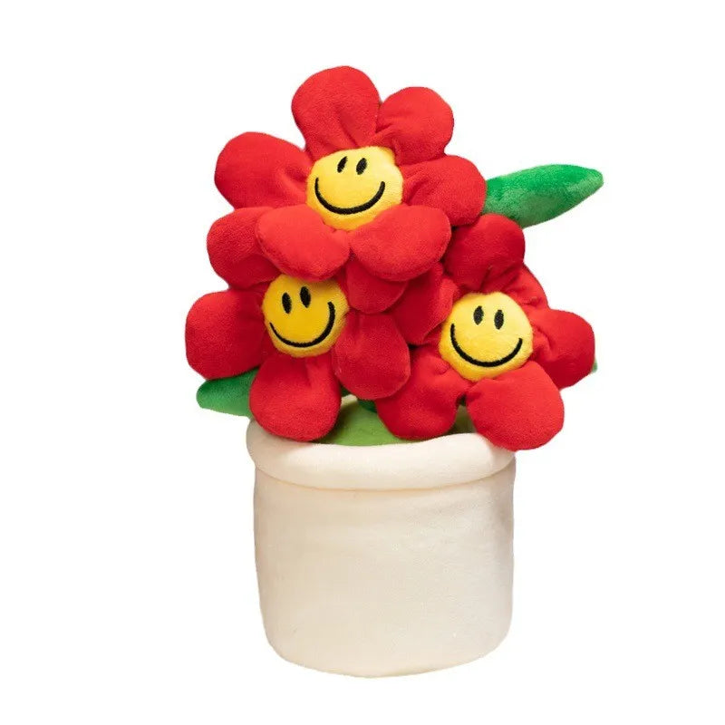 Sun Flower Smiling Face Flower Creative Stuffed Plants Plush Toy,11.8 Inch