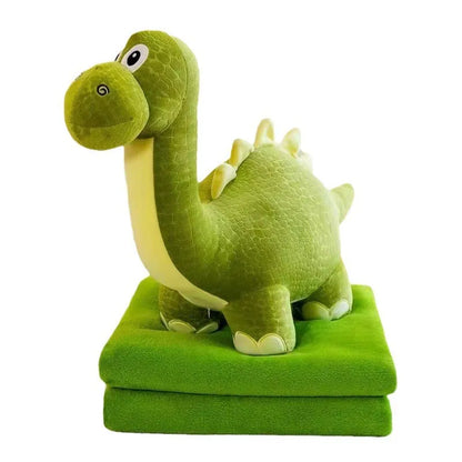 Dinosaur Stuffed Animal Throw Pillow and Fleece Blanket Combo