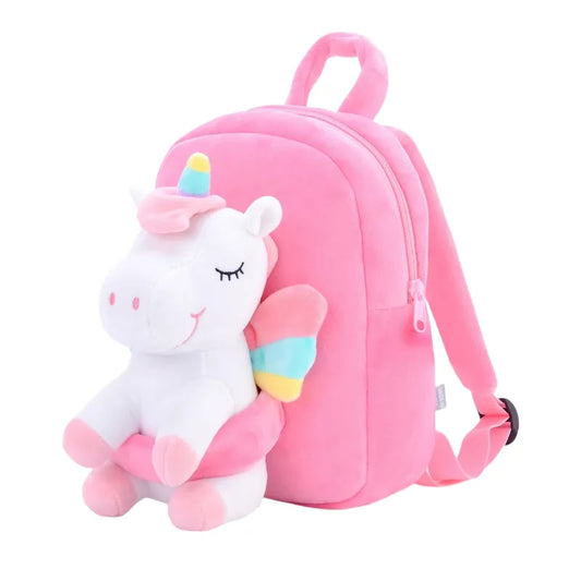 Unicorn Backpack for Girls Kids Plush Unicorn Toy Gifts for Baby Napkins Snack Books Bag 9 Inches