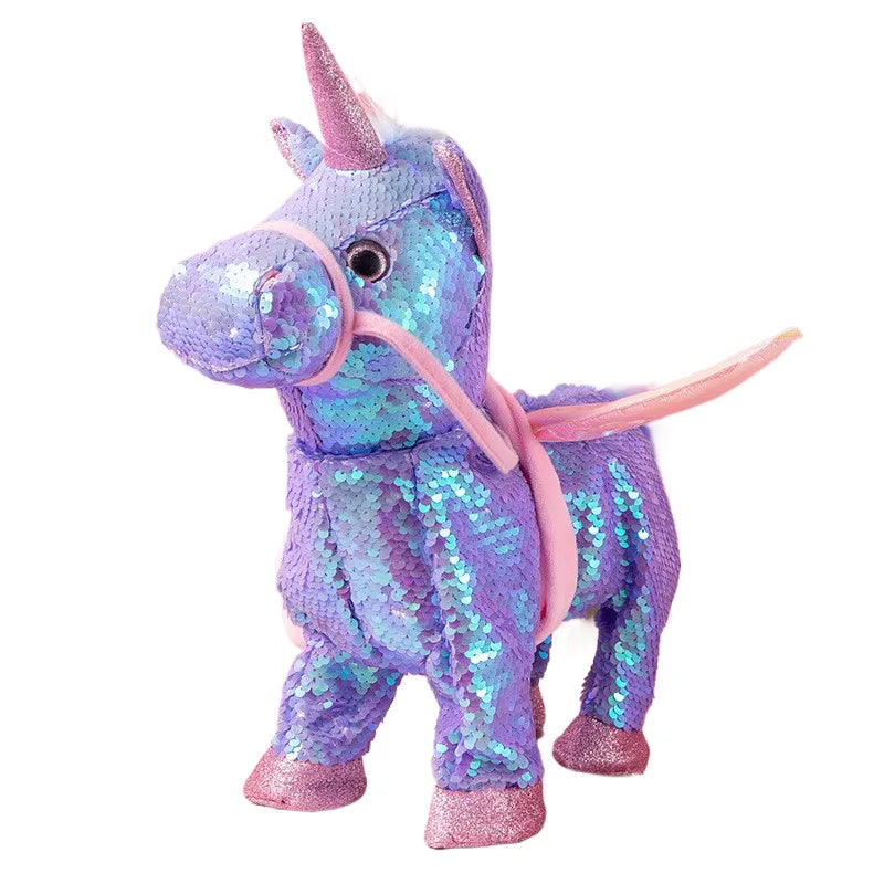 unicorn electric plush toy purple