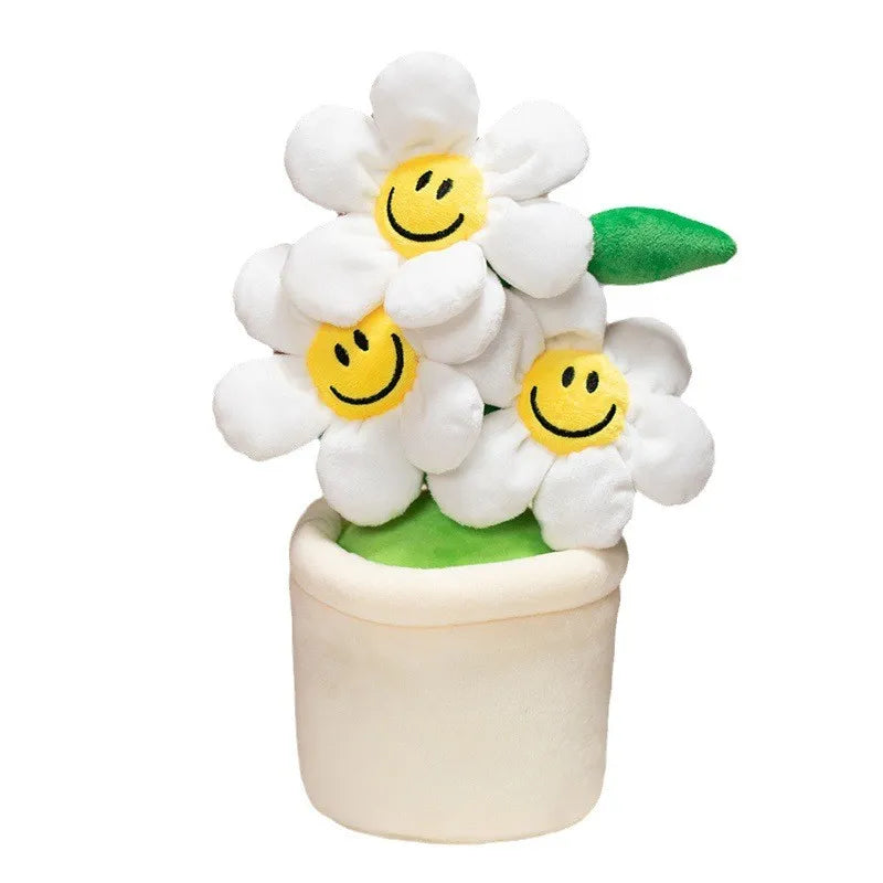 Sun Flower Smiling Face Flower Creative Stuffed Plants Plush Toy,11.8 Inch