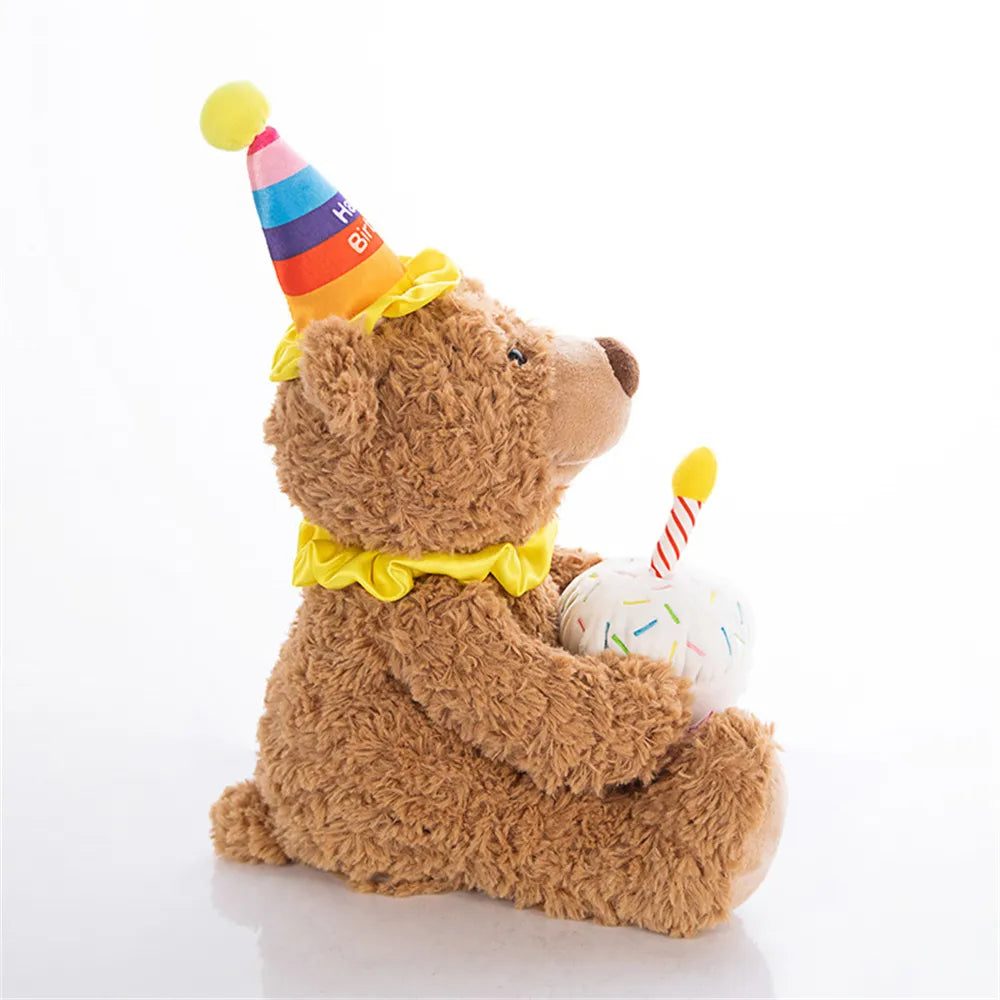 Teddy bear singing happy top birthday
