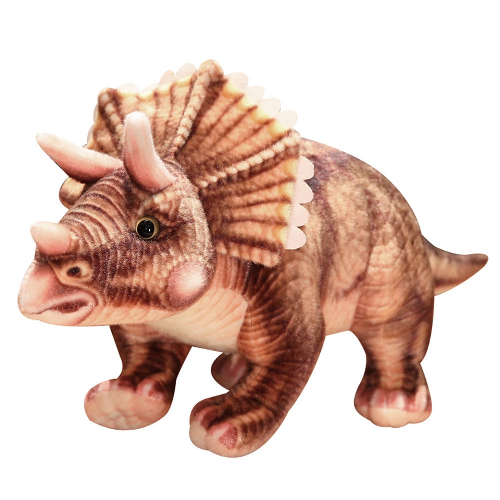 MIMIBEAR Jurassic Triceratops Animal de peluche - Marrón-18.1 pulgadas